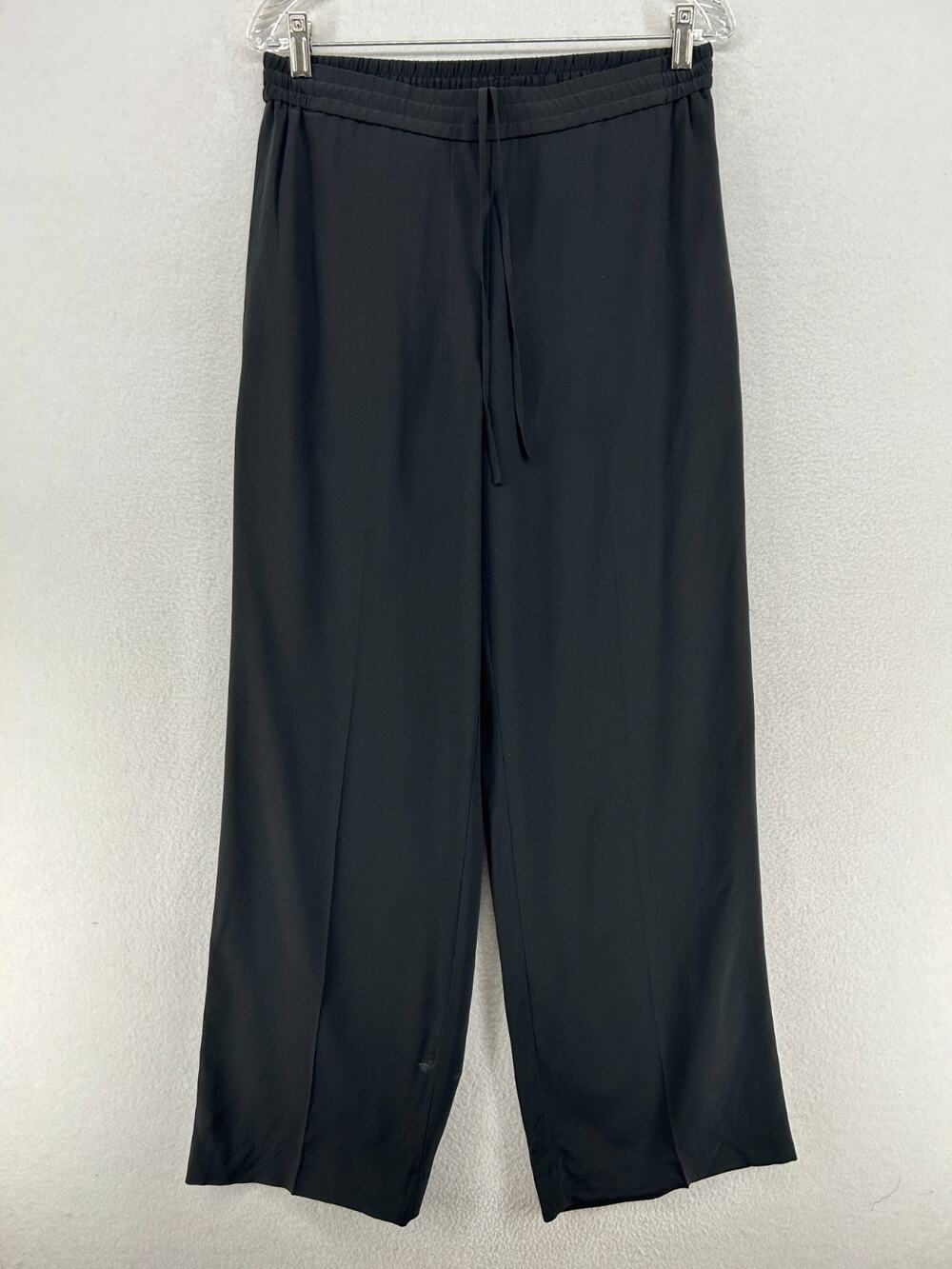 COS Pants 10 Silk Crepe de Chine Lounge Wide Leg Pull On Drawstring Black